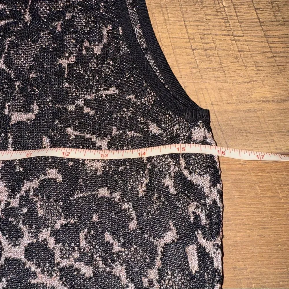 White House Black Market Elegant Black and Pink Leopard Print Sleeveless Top